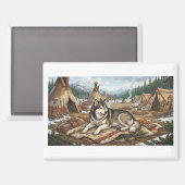 Aimant Malamute indigène (Recto/Verso)
