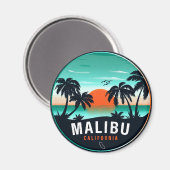 Aimant Malibu California Retro Sunset Tropical Souvenirs (Recto/Verso)