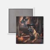 Aimant Malinois Belge Citrouilles Halloween Épouvantable (Recto/Verso)