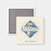 Aimant Malmo Suède Drapeau Vintage Moose Souvenir (Recto/Verso)