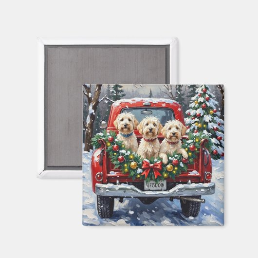 Aimant Maltese Christmas Red Truck Holiday (Recto/Verso)