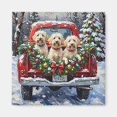 Aimant Maltese Christmas Red Truck Holiday (Devant)