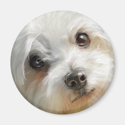 Aimant Maltese dog watercolor portrait (Devant)