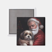 Aimant Malti Tzu avec le Père Noël Noël Festif (Recto/Verso)