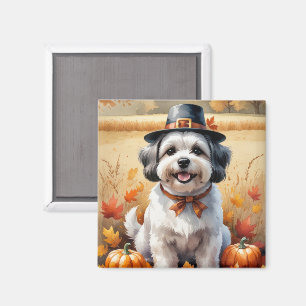 Aimant Malti Tzu en automne Feuilles d'Action de grâce Ar