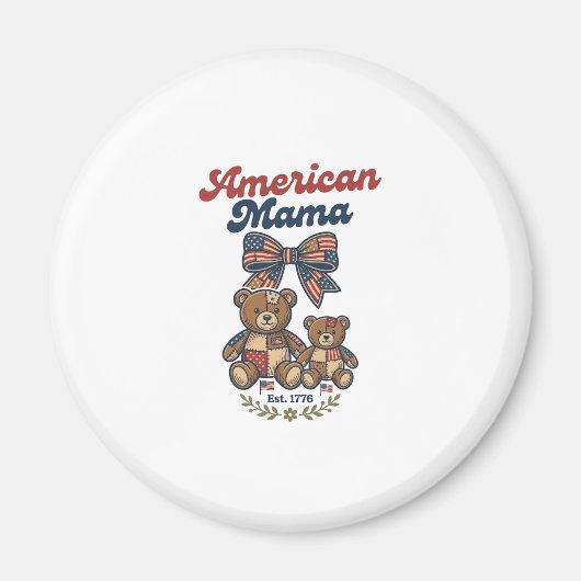 Aimant Mama Américaine Ours Patriote Patchwork Vector Des (Devant)