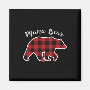 Aimant Mama Bear Femmes Rouge Carreaux de Noël Pyjama Fam