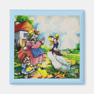 Aimant mama kitty cat et baby kitty visit canards dans le