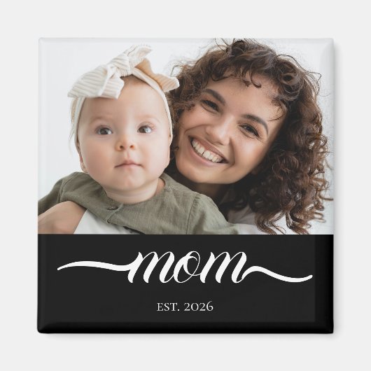 Aimant Maman a établi un script blanc moderne Photo Éléga (Devant)