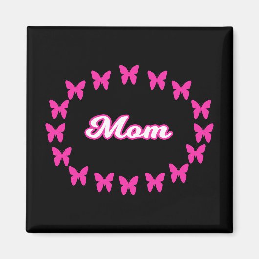 Aimant Maman Avec Papillons Roses Mignons (Devant)