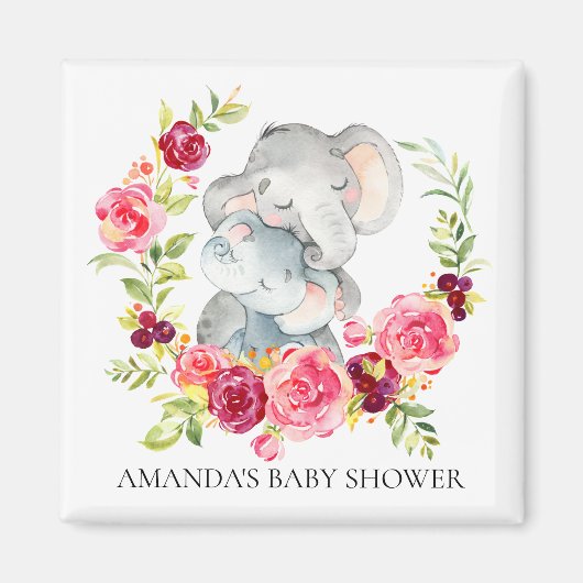 Aimant Maman & Baby Elephant Baby shower Favoriser l'aima (Devant)