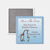Aimant Maman & Baby Giraffe Blue Enregistrer le Baby show (Recto/Verso)