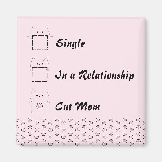 Aimant Maman Chat Chaton Mignon Patte Rose (Devant)