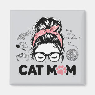 Aimant "Maman Chat" Femme Amoureuse de Chats Drôle et Mig