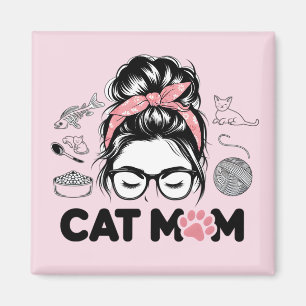Aimant "Maman Chat" Femme Amoureuse de Chats Drôle et Mig