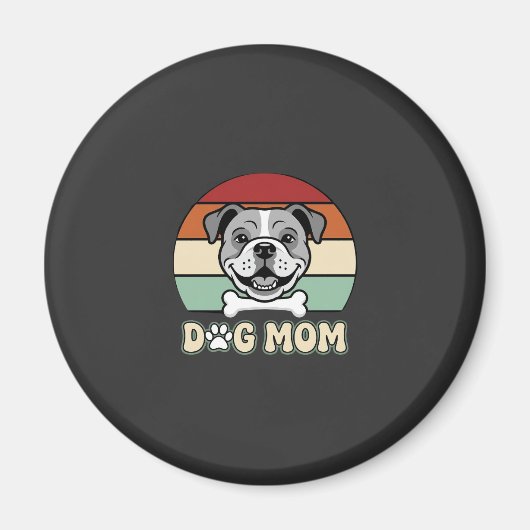 Aimant Maman Chien Rétro Bulldog Vectoriel (Devant)