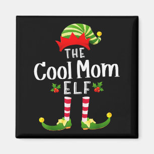 Aimant Maman cool elfe de Noël pyjama assorti fête de Noë