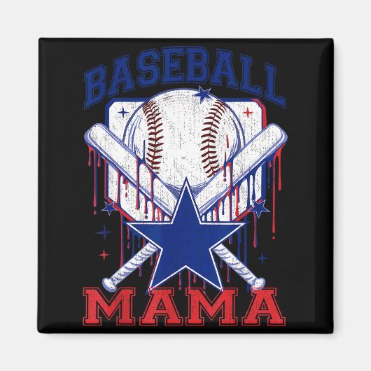 Aimant Maman de baseball rétro maman de baseball femmes f (Devant)