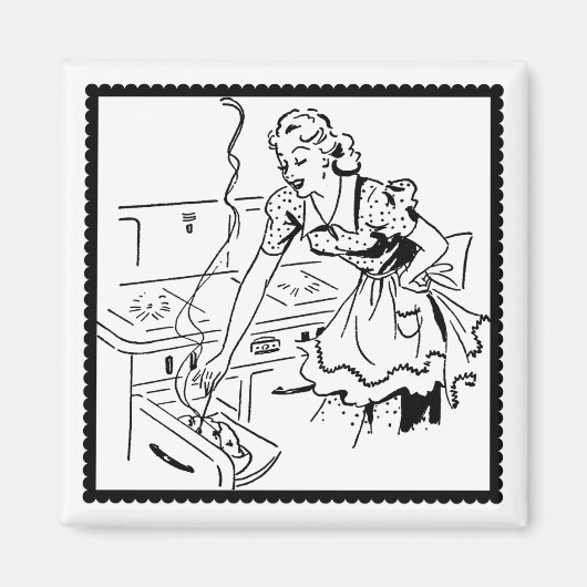 Aimant Maman de Cuisine rétro (Devant)