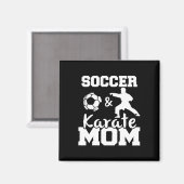 Aimant Maman de foot et de karaté Drôle de joueuse de foo (Recto/Verso)