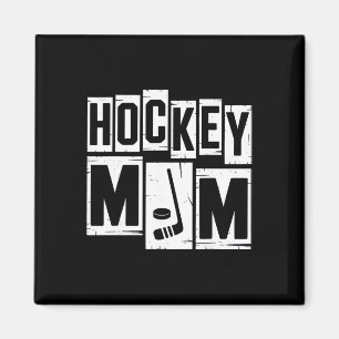 Aimant Maman de hockey Rétro Femme Amateur de hockey Mama