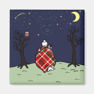 Aimant Maman de Jack Russell Terrier et ciel étoilé