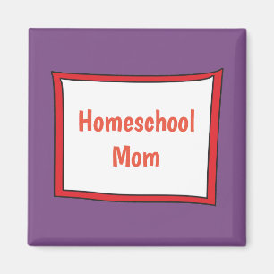 Aimant Maman de l'école maternelle pourpre et rouge