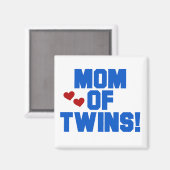 Aimant Maman de maillots et cadeaux Twins-Blue Text (Recto/Verso)