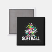 Aimant Maman de softball, juste une fille qui aime le sof (Recto/Verso)