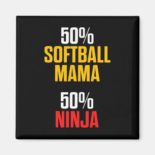 Aimant Maman de softball Maman fière Joueuse d'équipe _1
