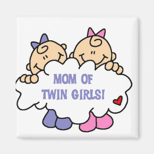 Aimant Maman de Twin Girls Tshirts et cadeaux