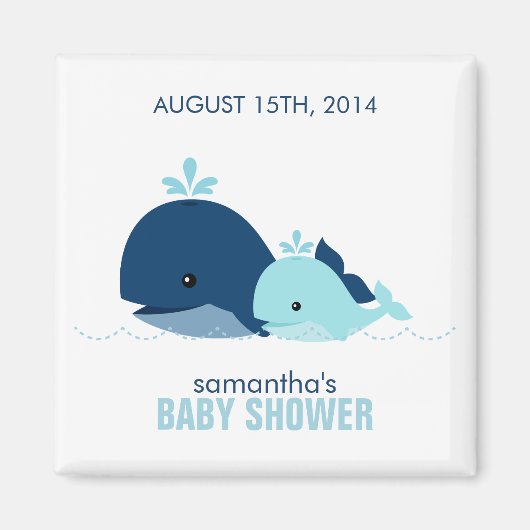 Aimant Maman et Baby Whale Baby shower {blue} (Devant)