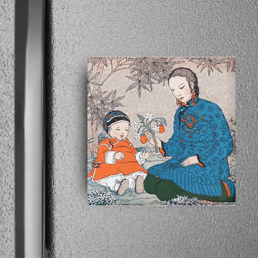Aimant maman et bébé asiatique
