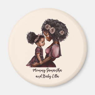 Aimant Maman et fille noire personnalisée (1)
