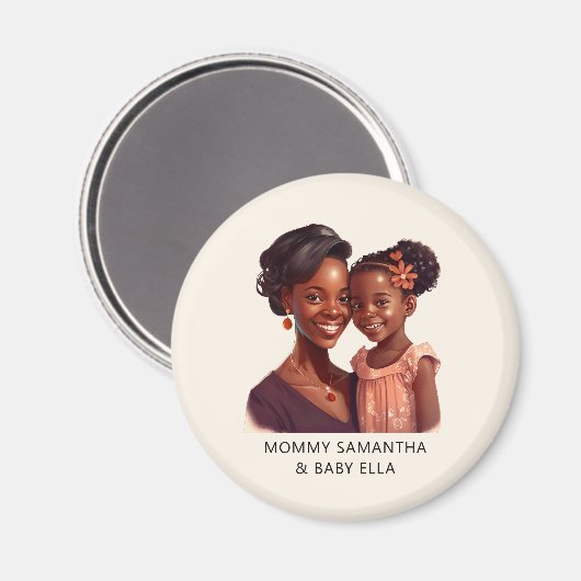 Aimant Maman et fille noire personnalisée (10) (Recto/Verso)