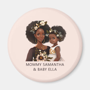 Aimant Maman et fille noire personnalisée (18 ans)