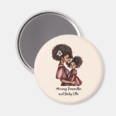 Aimant Maman et fille noire personnalisée (2) (Recto/Verso)