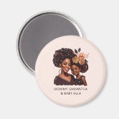 Aimant Maman et fille noire personnalisée (20) (Recto/Verso)