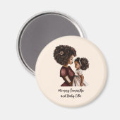 Aimant Maman et fille noire personnalisée (3) (Recto/Verso)