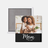 Aimant Maman Etabli Blanc Script Photo Cadeau Simple Amus (Recto/Verso)