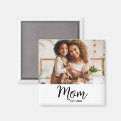 Aimant Maman établi noir script cadeau photo minimal (Recto/Verso)
