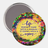 Aimant Maman Fun Manuel Citation jolie Floral Inspirivity (Recto/Verso)