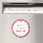 Aimant Maman rose avec une fleur et une citation de la ma (In Situ (Lave-vaisselle))