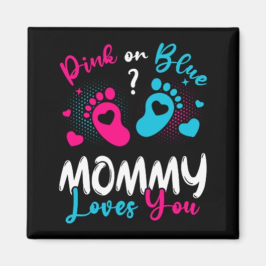 Aimant Maman Rose Ou Bleue Vous Aime Carré (Devant)