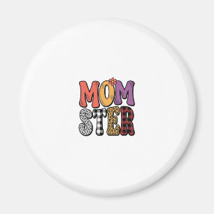 Aimant Maman Vintage Maman Léopard Carreaux Typographie C