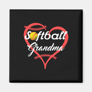Aimant Mamie de softball cœur fier Mamie de softball