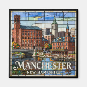 Aimant Manchester New Hampshire vitrail de la ville