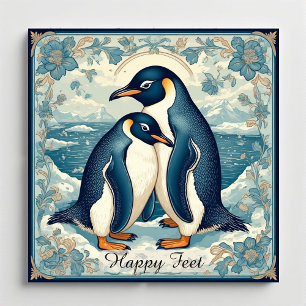 Aimant Manchot Pieds Heureux Couple d'oiseaux de glace Ne