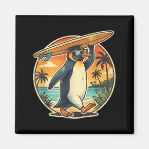 Aimant Manchot surfeur aloha surf hawaïen tropical