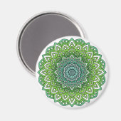 Aimant Mandala à fleurs vertes (Recto/Verso)